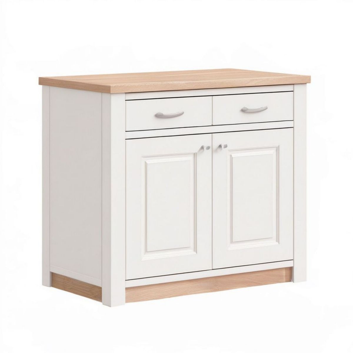 Kommode mit 2 Türen und 2 Schubladen, 80 x 40 x 80 cm, Weiss/Eichenoptik