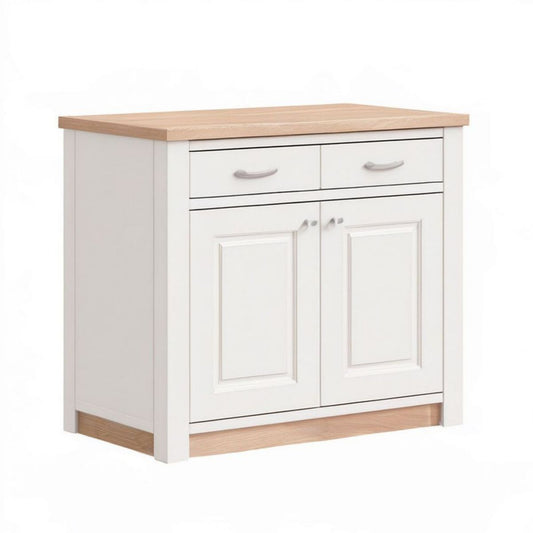 Kommode mit 2 Türen und 2 Schubladen, 80 x 40 x 80 cm, Weiss/Eichenoptik