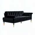 3-Sitzer-Sofa aus Polyestersamt, Schwarz/Gold, 220 x 90 x 85 cm