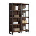 Bücherregal 120 x 30 x 180 cm in Braun/Schwarz mit 8 offenen Fächern