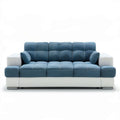 3-Sitzer Sofa Blau/Weiss aus Polyester und PU-Kunstleder, 220 x 95 x 90 cm