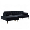 3-Sitzer-Ecksofa mit linker Recamiere, 250 x 160 x 86 cm, Samt, Schwarz/Gold