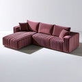 Bordeauxfarbenes L-förmiges Ecksofa mit linker Ottomane, 280 × 170 × 75 cm, Polyester-Samt