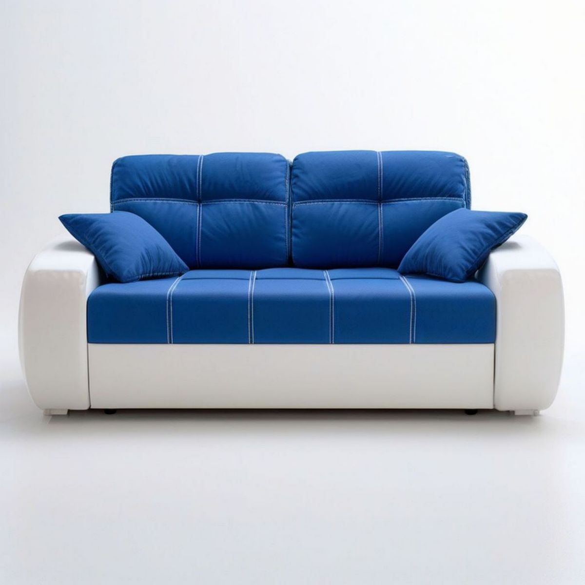 Zweisitzer in Blau/Weiss, 170 x 90 x 90 cm, mit 2 Dekokissen