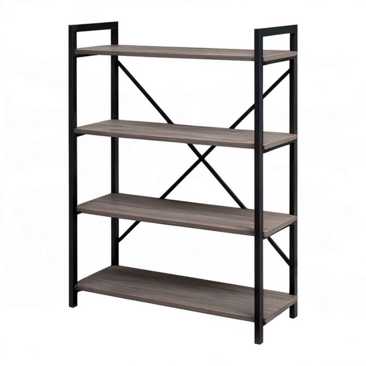 Bücherregal mit 4 Ablagen, 120 x 30 x 120 cm, Dunkelbraun/Schwarz