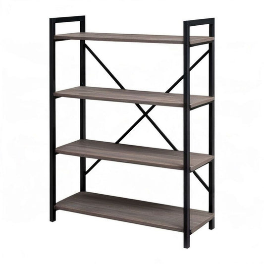 Bücherregal mit 4 Ablagen, 120 x 30 x 120 cm, Dunkelbraun/Schwarz
