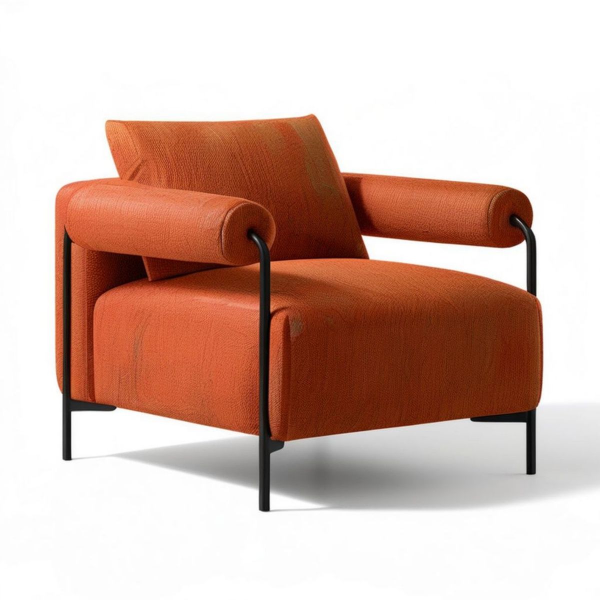 Gepolsterter Sessel mit Armlehnen, 80 x 78 x 78 cm, Orange/Schwarz, Polyester und Stahl