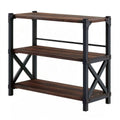 Bücherregal mit 3 Ablagen, 90 x 35 x 90 cm, Dunkelbraun/Schwarz, MDF und Stahl