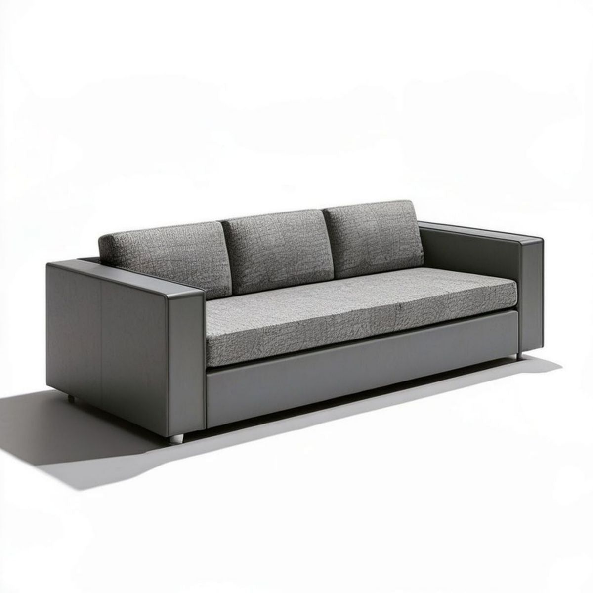 3-Sitzer Sofa 220 x 90 x 80 cm Grau/Anthrazit mit Polyesterbezug und Kunstleder