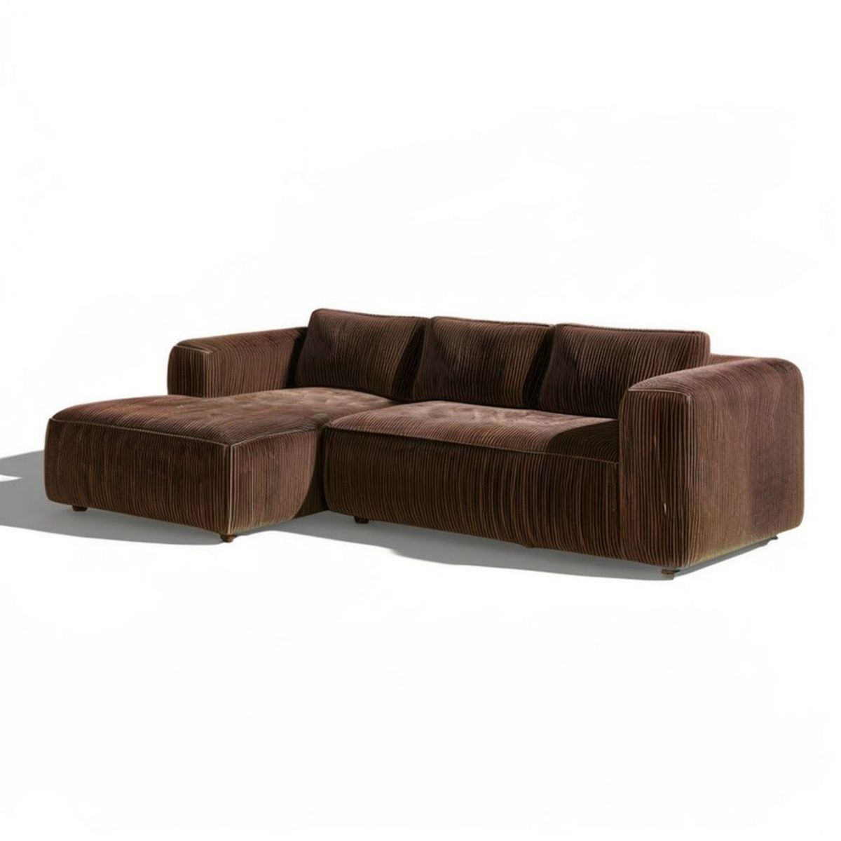 Ecksofa mit linker Récamiere 250 x 160 x 80 cm Braun Polyester-Cord