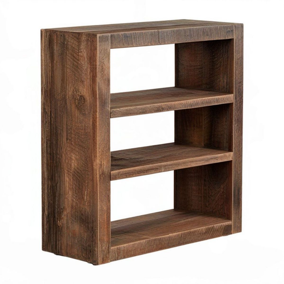Bücherregal aus massivem Akazienholz, Dunkelbraun, 60 x 30 x 90 cm, mit 3 offenen Fächern