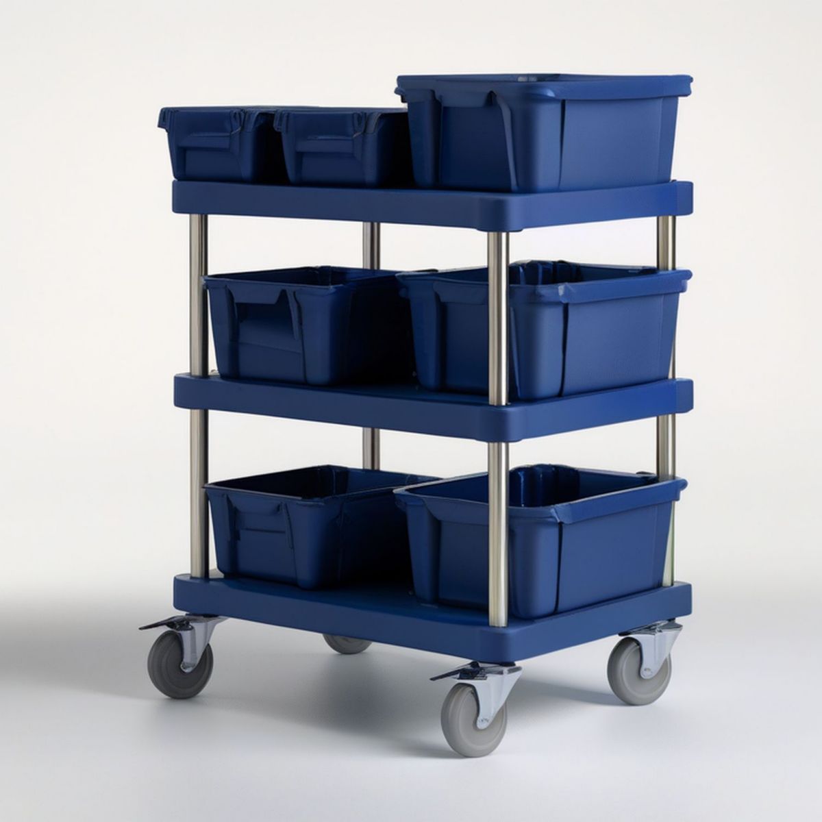 Aufbewahrungswagen mit 6 Boxen, 90 x 50 x 105 cm, Dunkelblau
