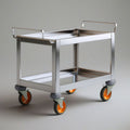 Servierwagen aus Edelstahl mit 2 Ablagen, 80 x 45 x 85 cm, Silber/Grau/Orange